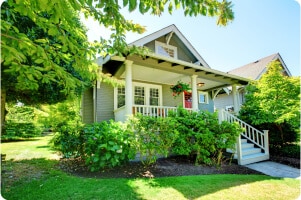 A house with beautiful green trees